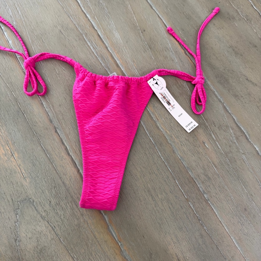 Victoria's Secret Hot Pink Thong Textured Bikini Bottom only